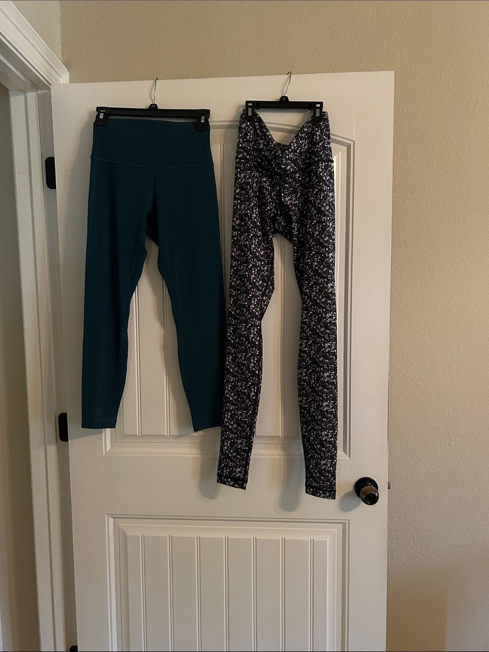 lululemon athletic  Teal Capri Legging & Black Speckle Full-Length Legging Set